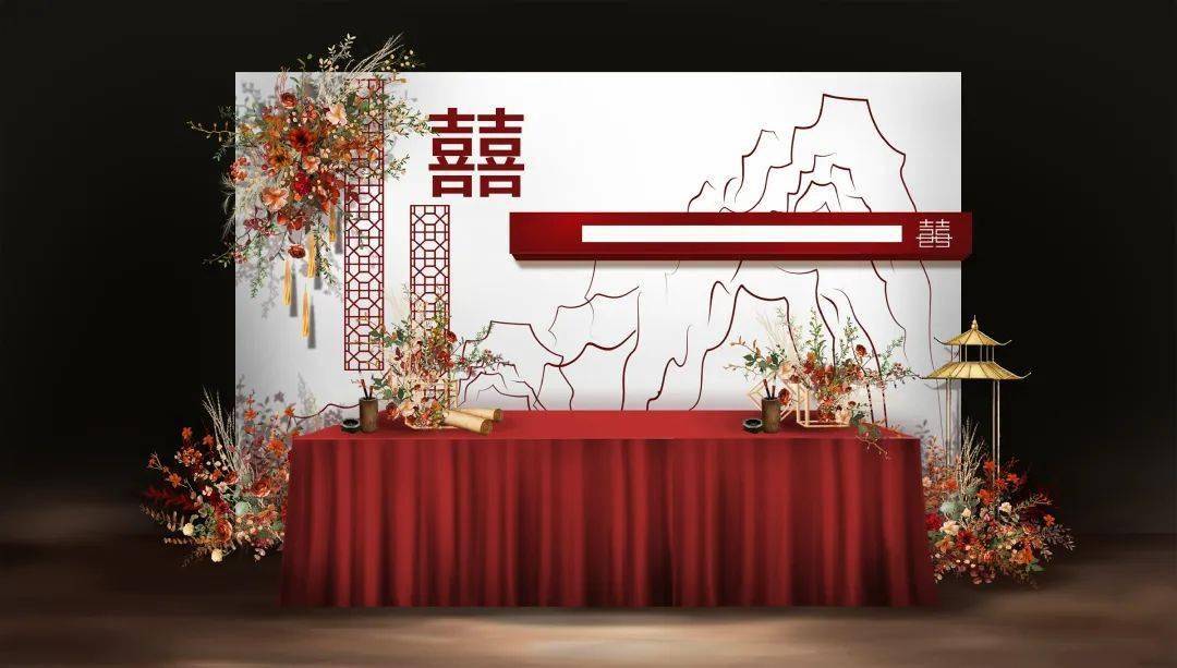 水蓝色新中式婚礼设计迎宾区仪式区7.银灰撞色婚礼设计迎宾区仪式区6.