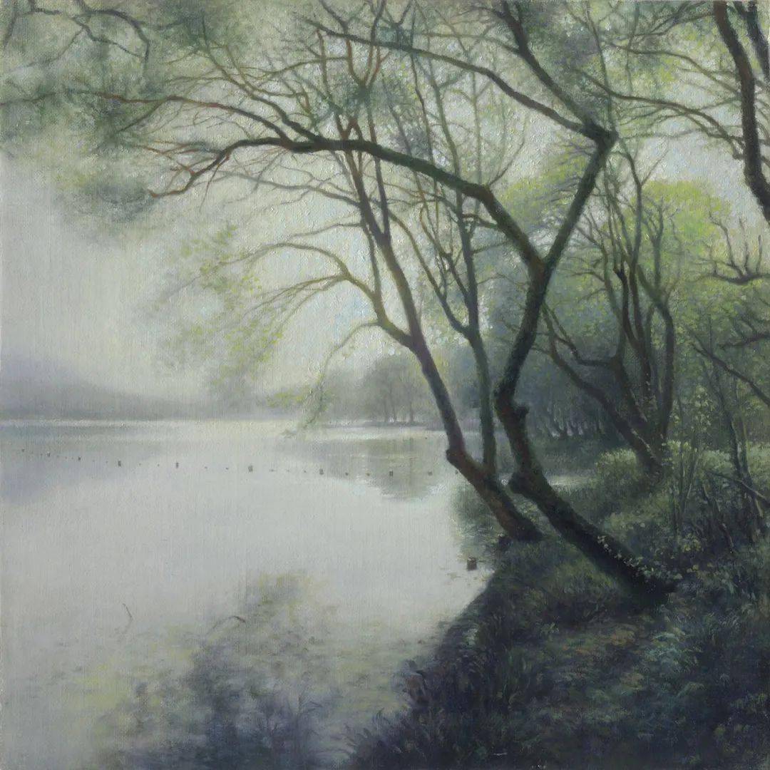 方昆杭州师范大学美术学硕士中国美术家协会会员从事现当代具象油画研究《湖畔》30×30cm 油画 20