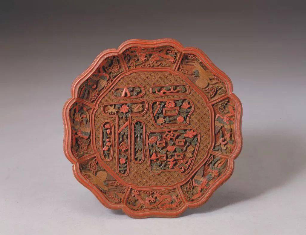 雕漆 CARVED LACQUER 中国 堆朱 紅花