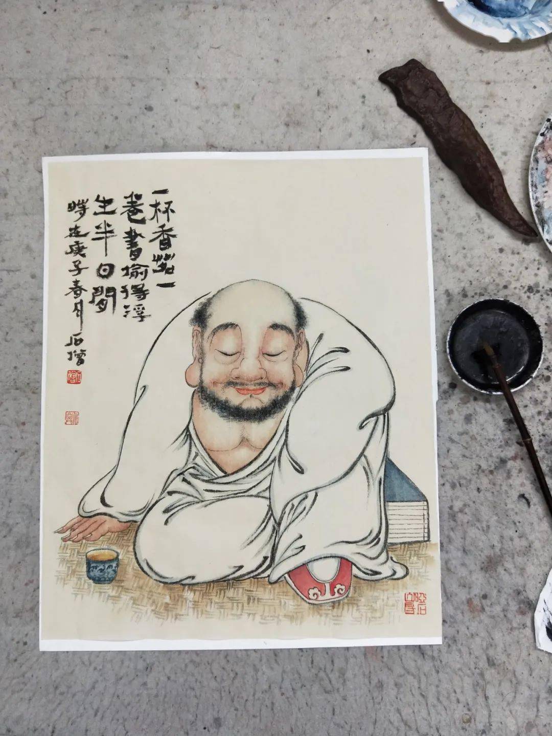 石僧山水画石僧泥塑作品收藏作品,微展投稿联系微信:ykj9821.