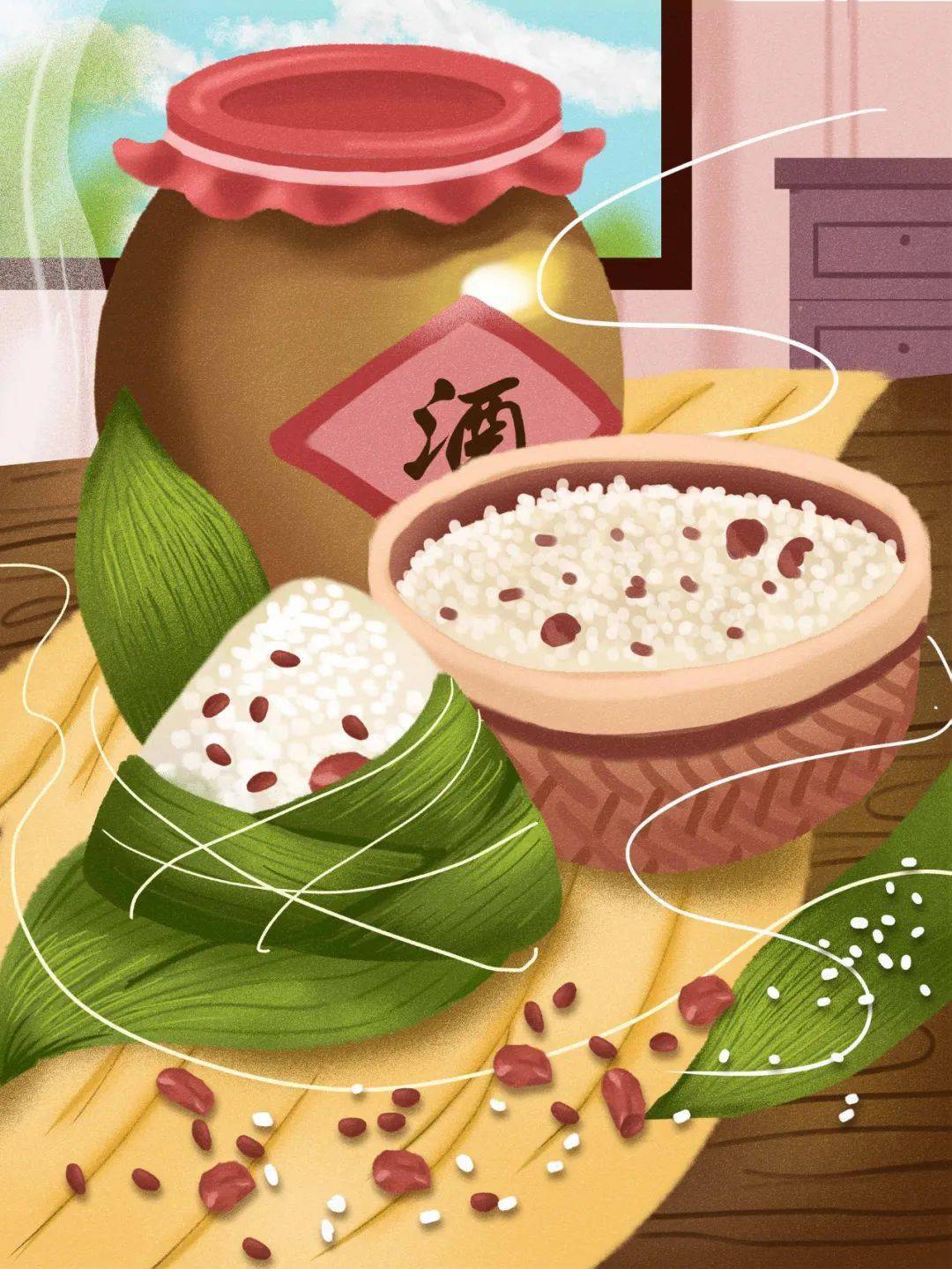 节日海报丨30款中国传统节日端午节赛龙舟粽子场景插画第271期