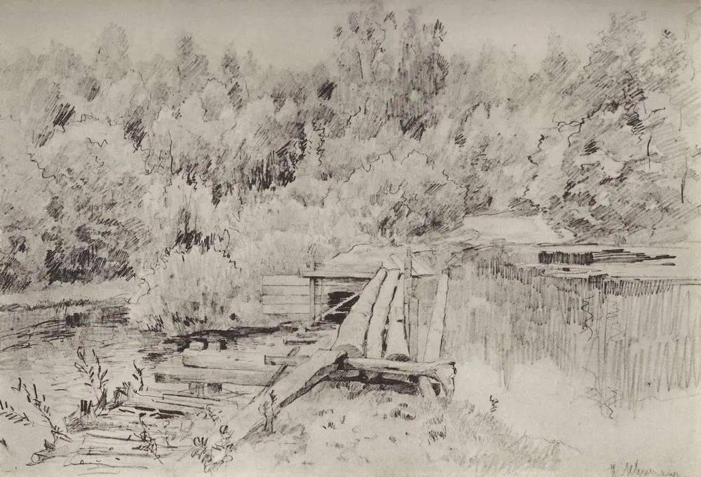 现实主义风景画大师列维坦经典素描手稿