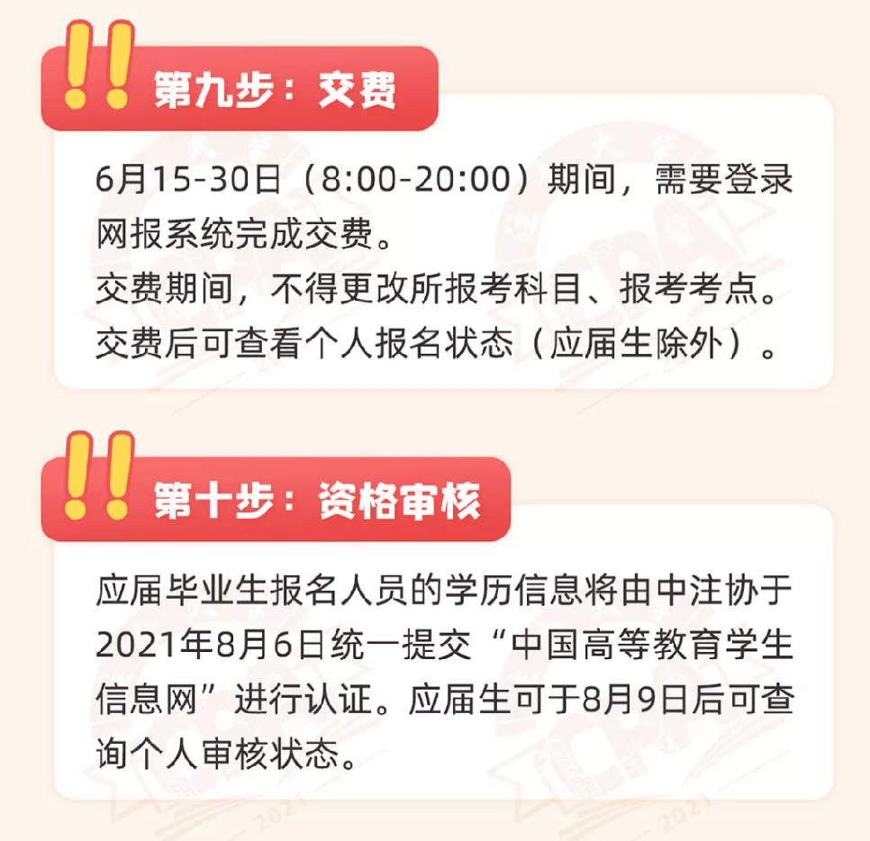 不得更改報考科目,考區及相關報名信息;交費完成後,報名費不予退還