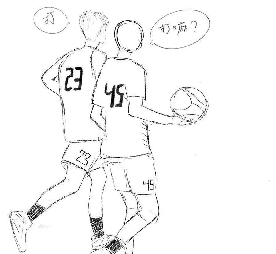 篮球友谊赛简笔画图片