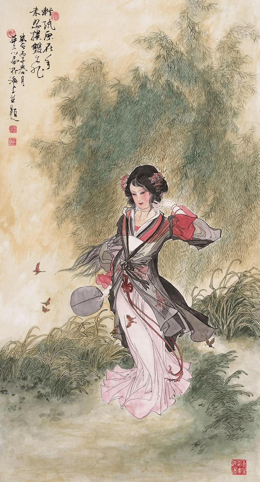 华三川现当代杰出的工笔人物画家作品美人图欣赏