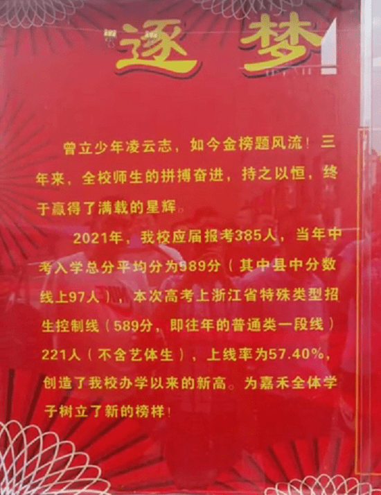 苍南嘉禾中学喜报2021图片