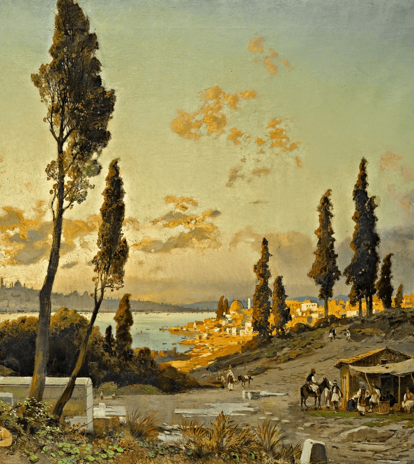 意大利画家赫尔曼·科洛迪的百年前的巨幅风景油画作品欣赏