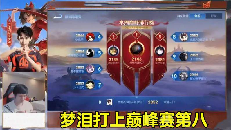 梦泪突破500万粉丝打上巅峰赛第八比很多积分战神强多了