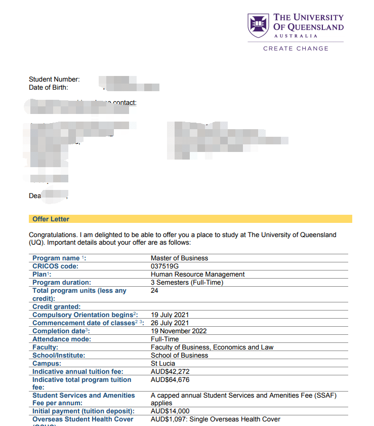 offer来了昆士兰大学商学硕士专业