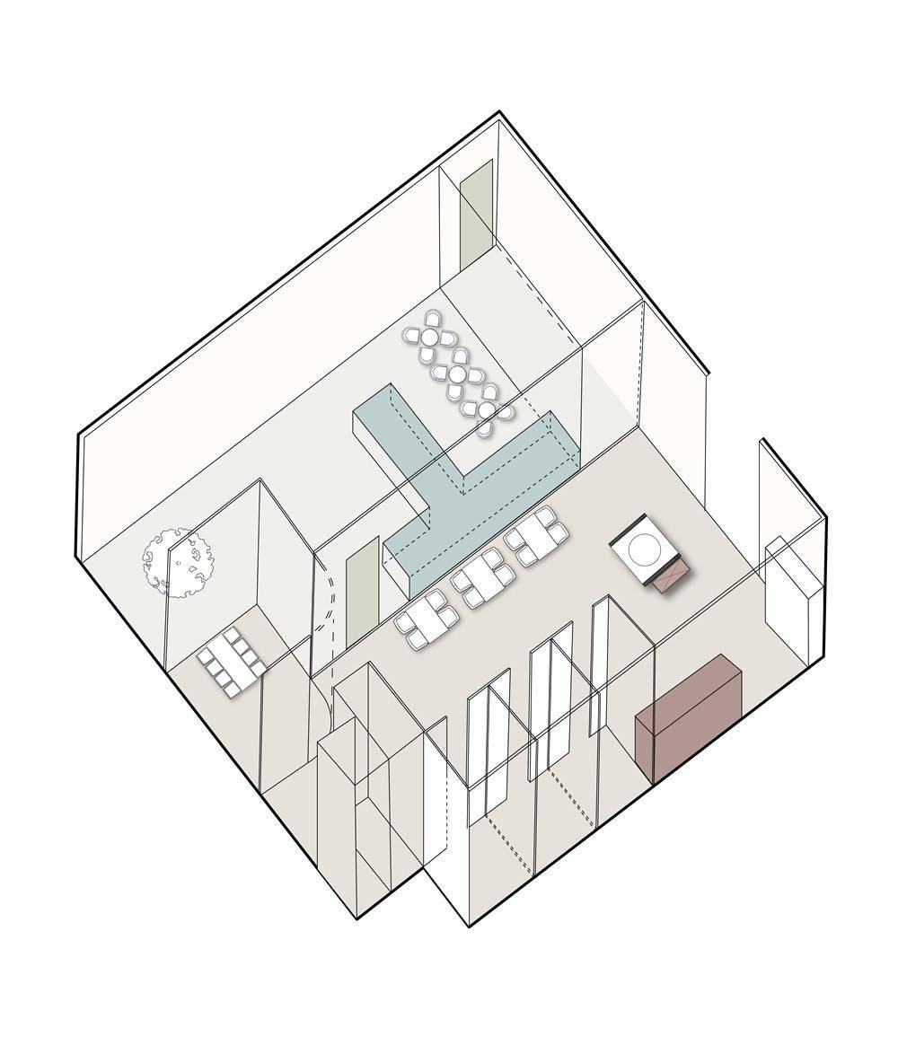 二层平面图 项目信息—— 项目名称:108号咖啡馆 设计机构:宋扬设计
