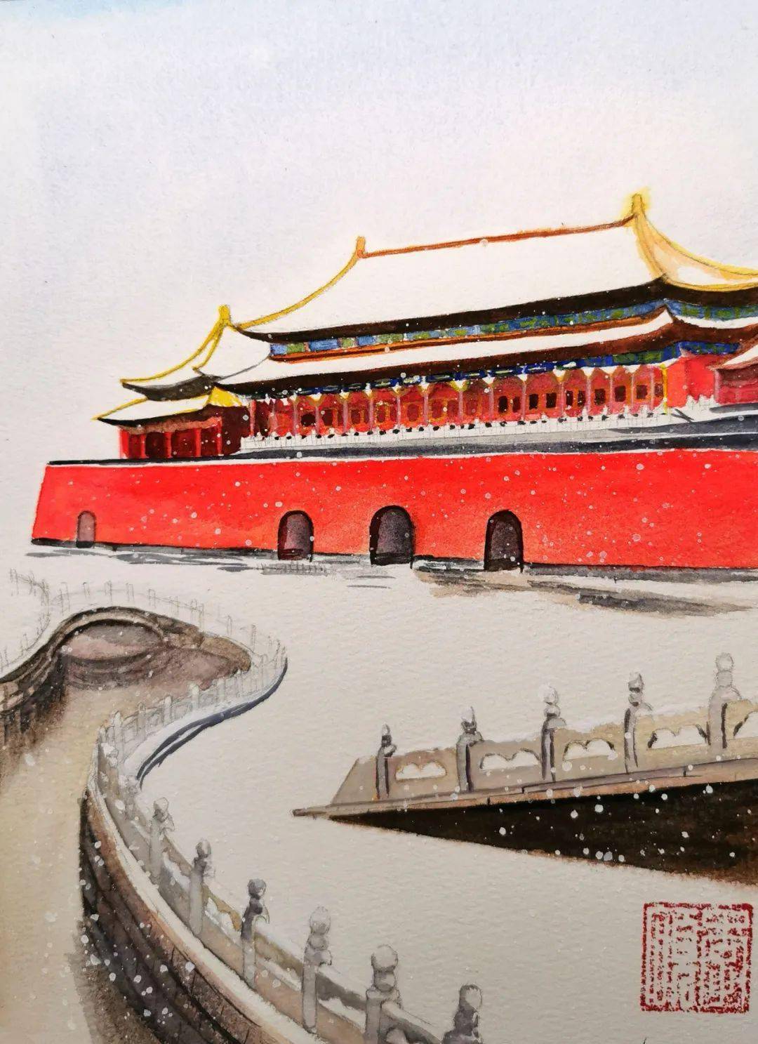 献礼房管九所李硕作画庆祝建党100周年