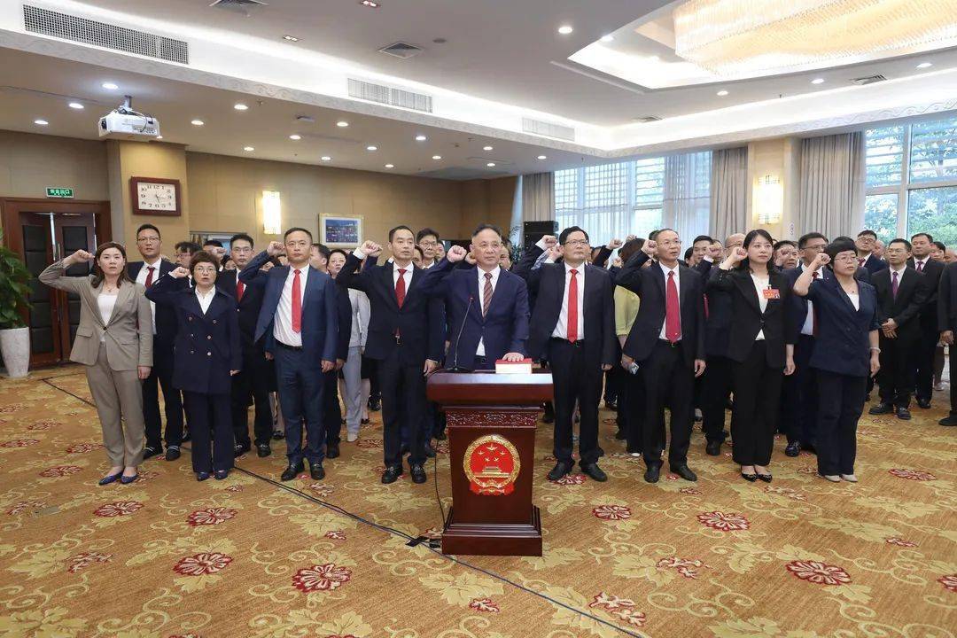 在区十六届人大常委会副主任金国平的带领下,新当选的区第十六届人大
