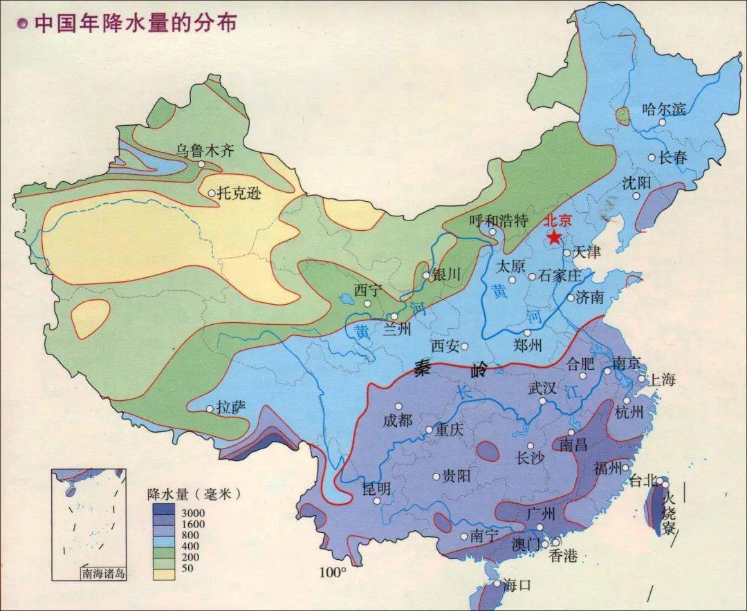 中国等降水量线图片