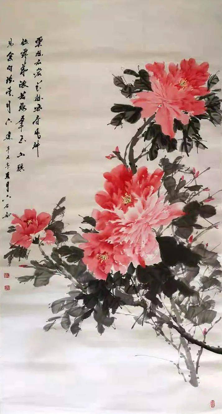 杨磊磊笔下牡丹时而婉约时而奔放