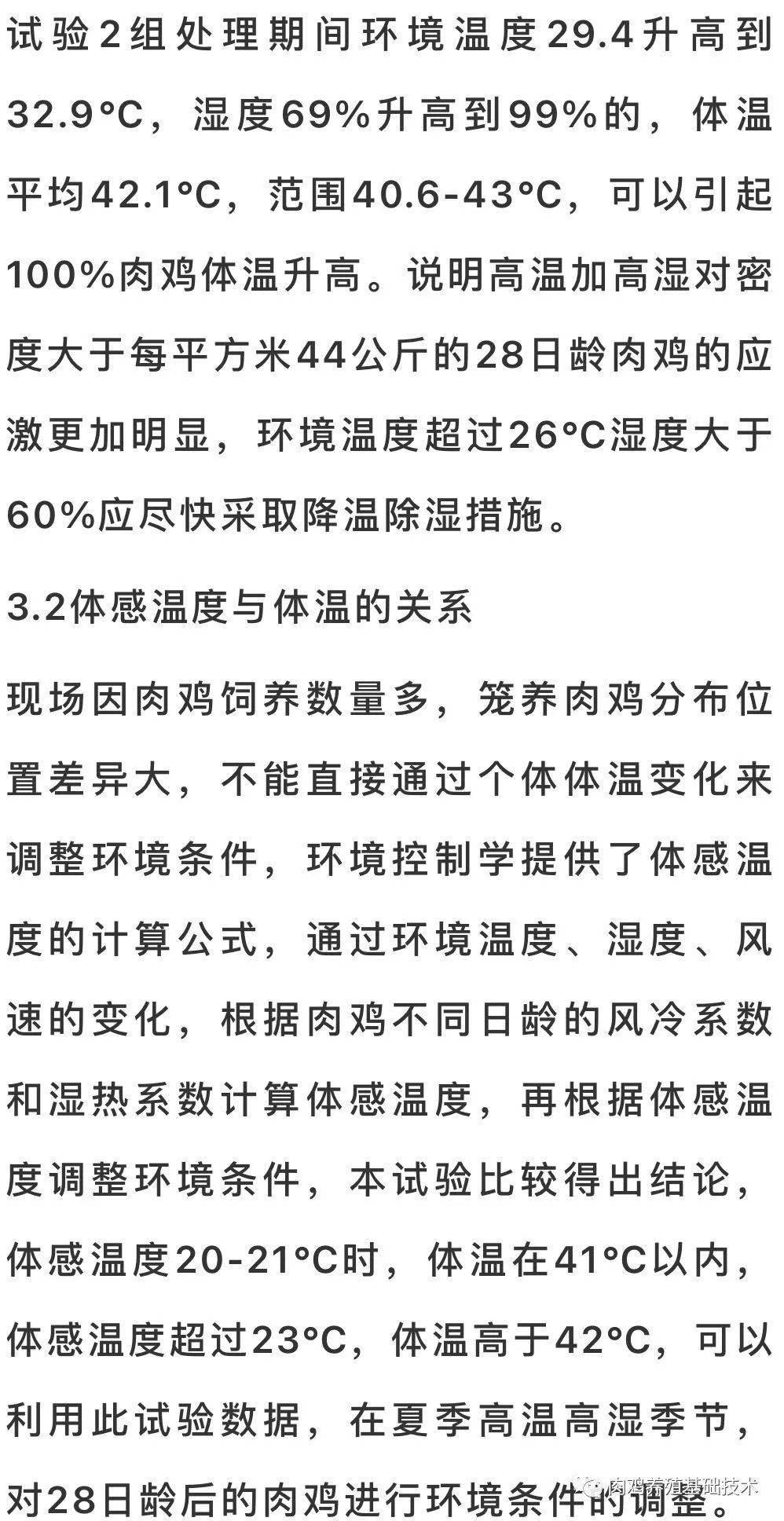 新思維養殖肉雞熱應激試驗之環境溫度對體溫和體感溫度的影響