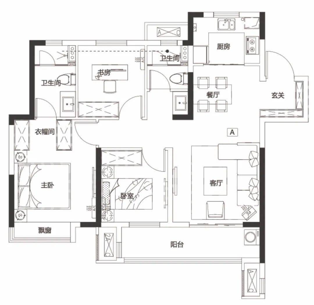 理想三居|奥莱当代城momΛ 105㎡全明户型,美好生活的n种演绎方式