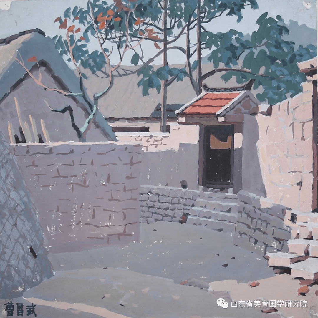 水粉画 大渔岛《晓月 尺寸:32cm63cm 1976年水粉画 胶东《渔村》