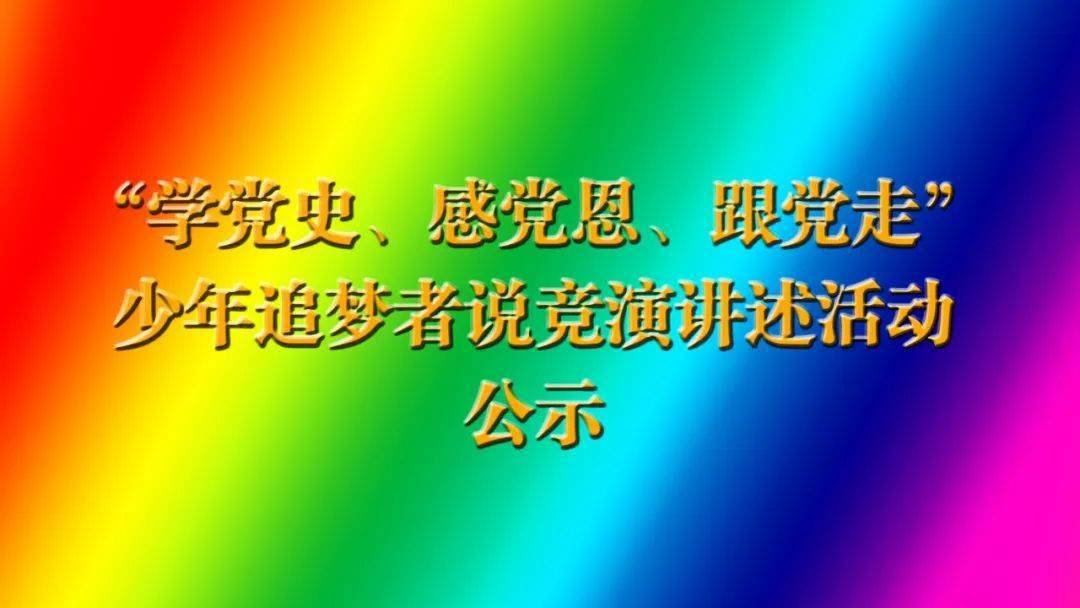 "学党史,感党恩,跟党走——少年追梦者说"竞演讲述活动入围总决赛名单