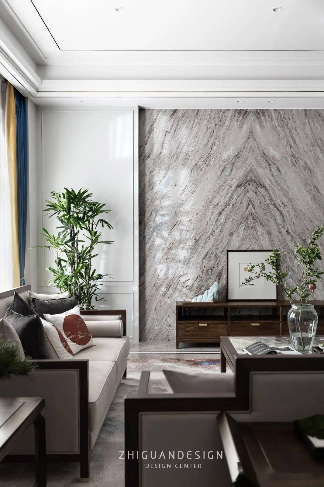 带感!100款大理石新中式客厅设计,一次看个够