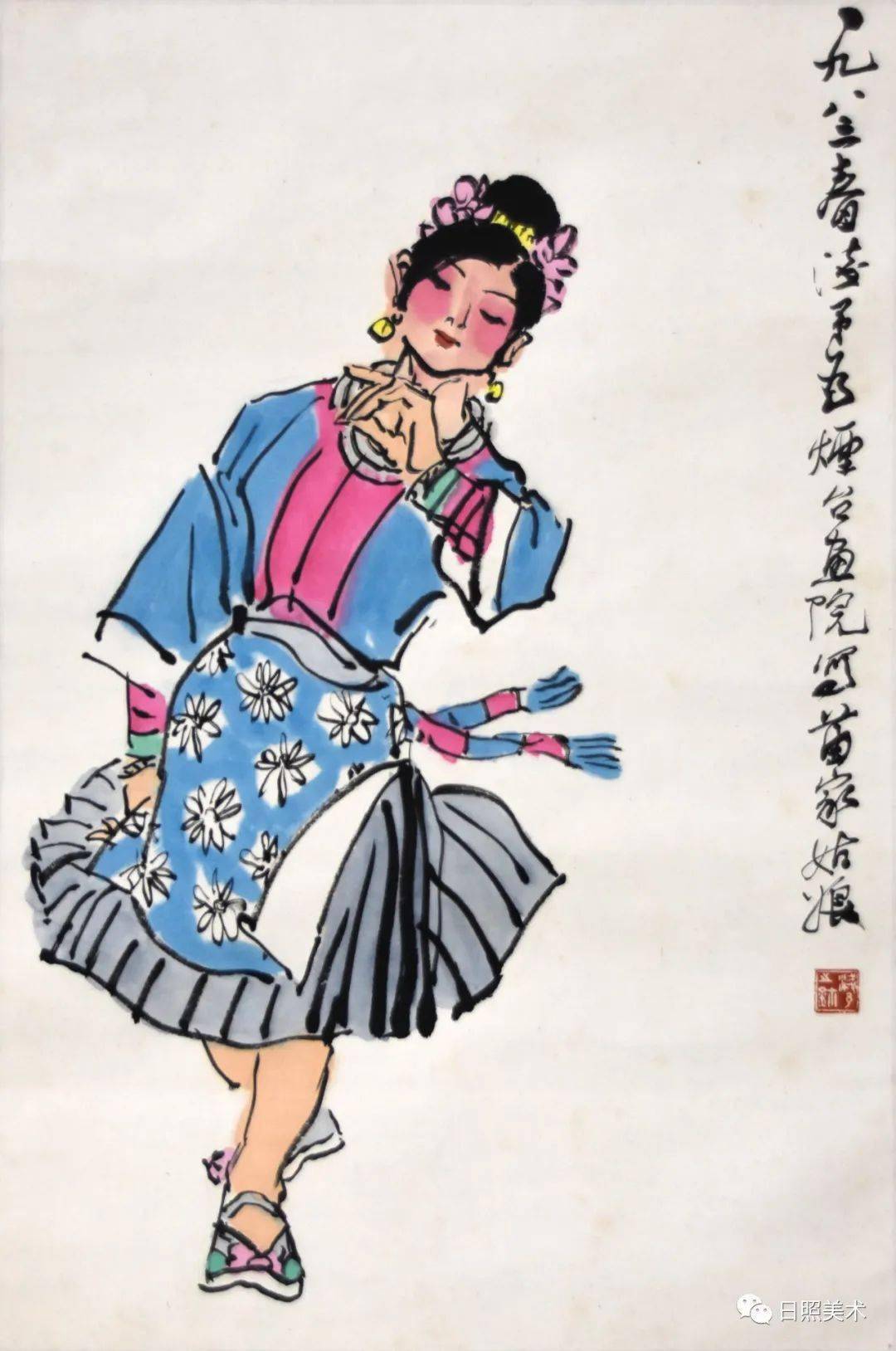 烟台美术博物馆馆藏作品《花鸟》崔子范 国画 1980年 68×68cm【烟台