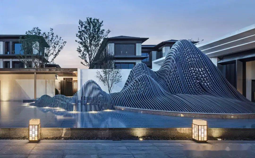 砚外之艺 40款中式庭院景墙设计赏析 简洁大气有韵味 粉紫色