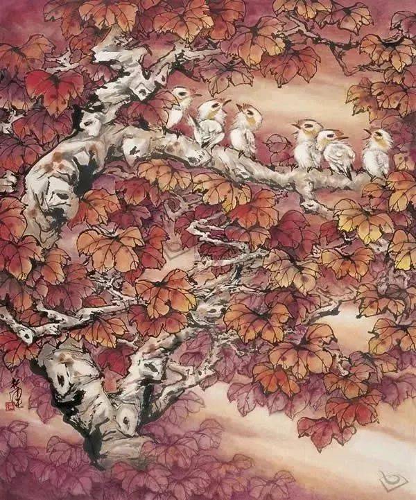 工笔秋天的画意诉不尽的红叶情深