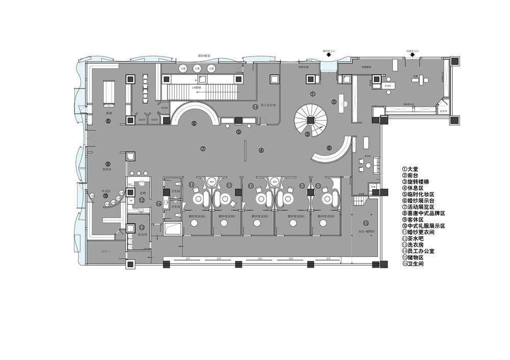 婚纱店功能分区平面图图片