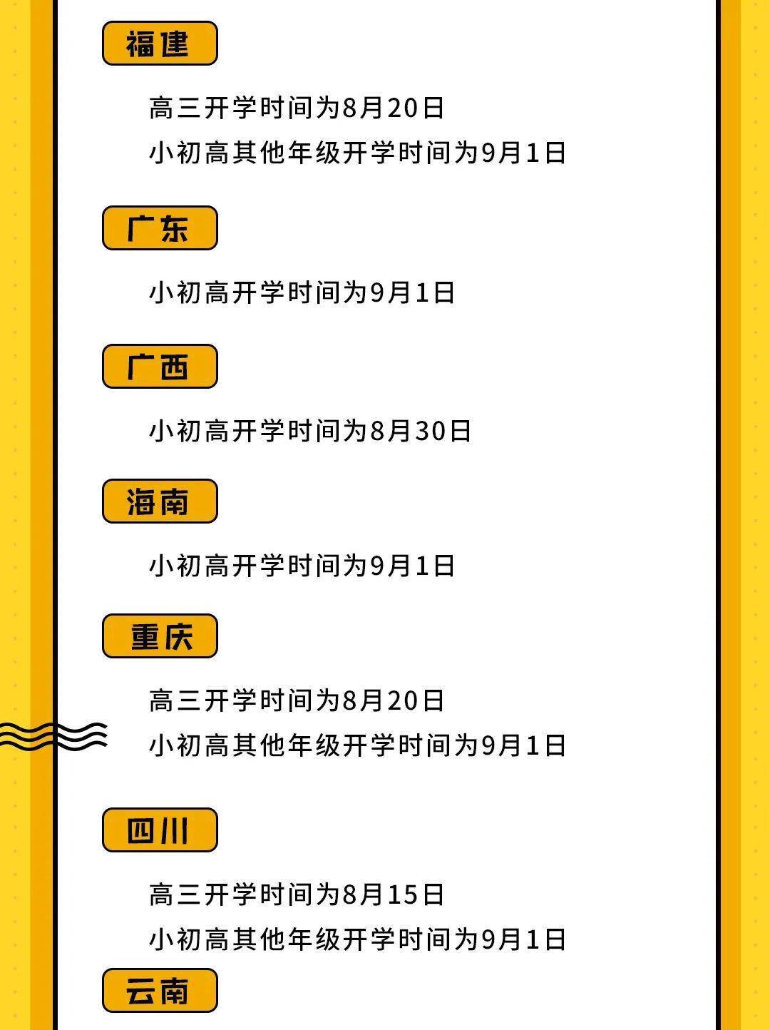 最新2021年全国各地最新开学时间汇总表已出炉