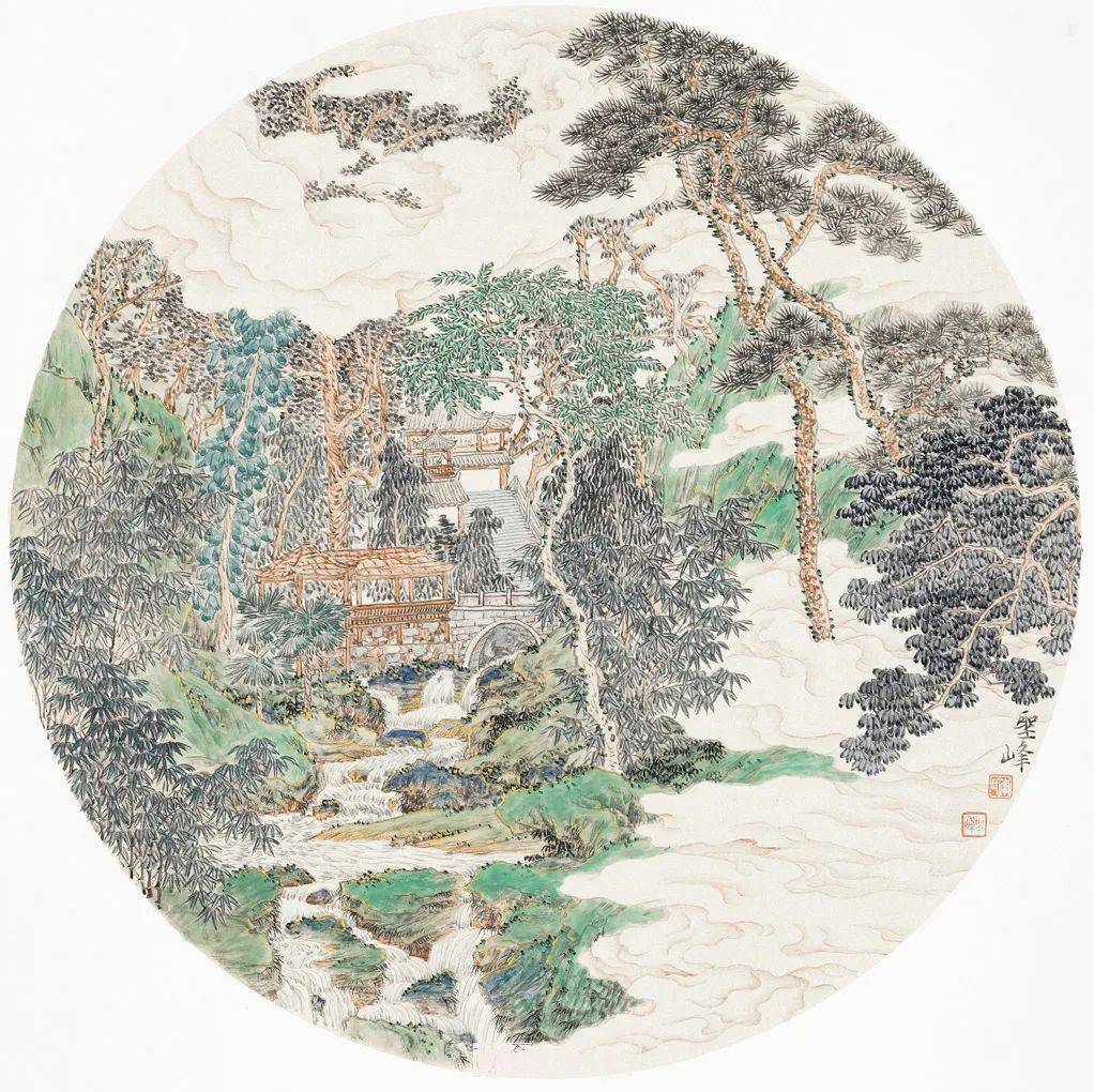 这组青绿山水精密严谨设色雅致好美