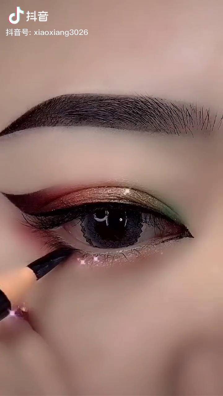 眼睛这么画又长又圆感谢抖音感谢抖音平台眼妆眼妆教程