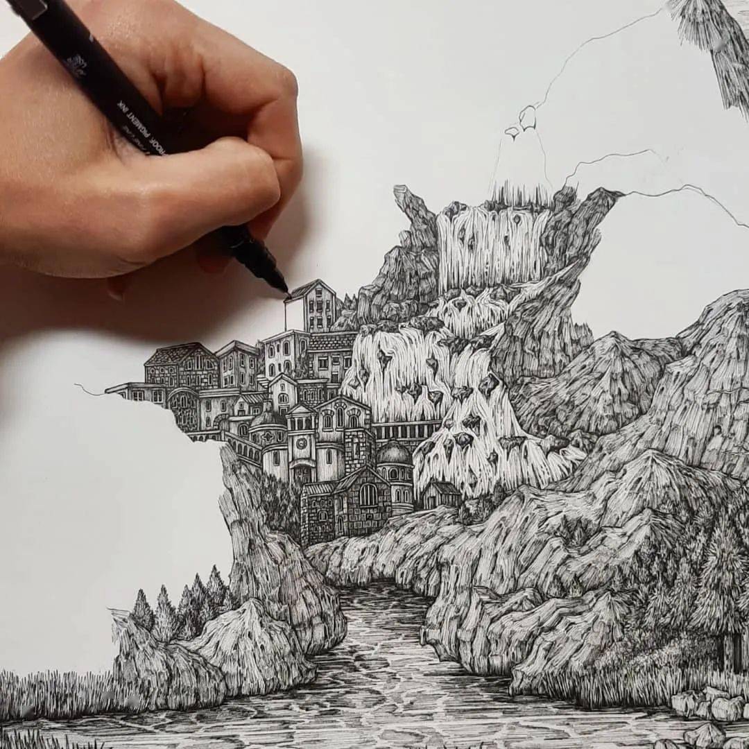 全球最"抠"美女画家,仅用一支2元针管笔惊艳世界,画面放大100倍,吓到