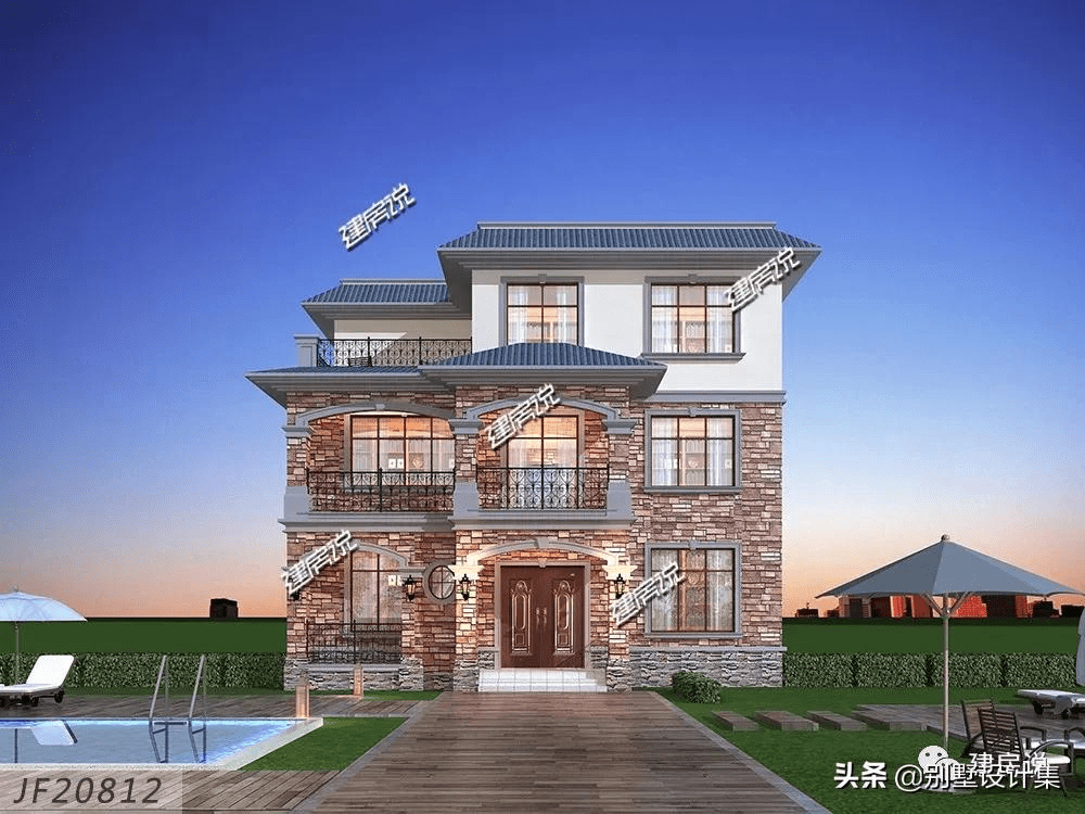 三层欧式别墅,平顶设计增加实用性,让休闲空间更加充足