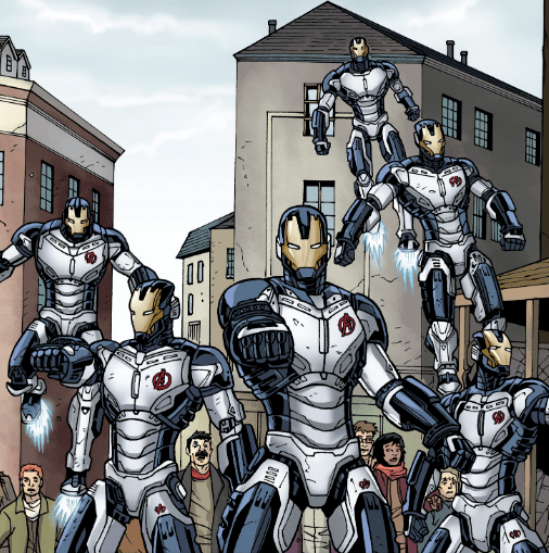 奥创拥有一只强大的机器人队伍,而钢铁侠也拥有自己的钢铁军团(iron