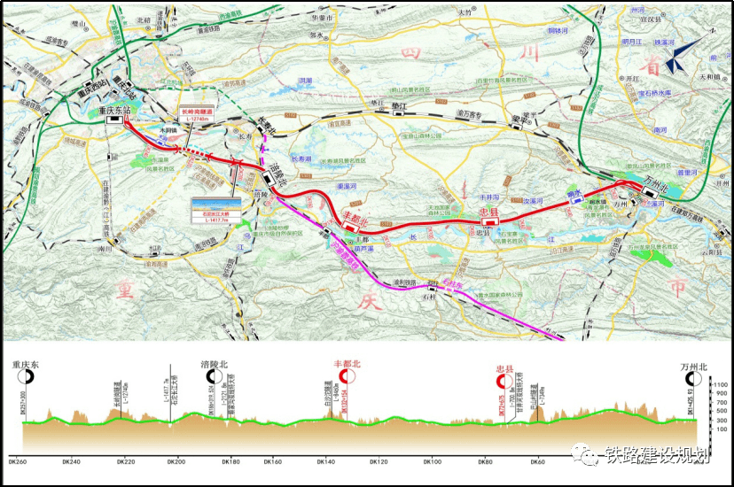 952km設計時速:350km/h項目概況:線路自重慶東站引出,途經南岸,巴南