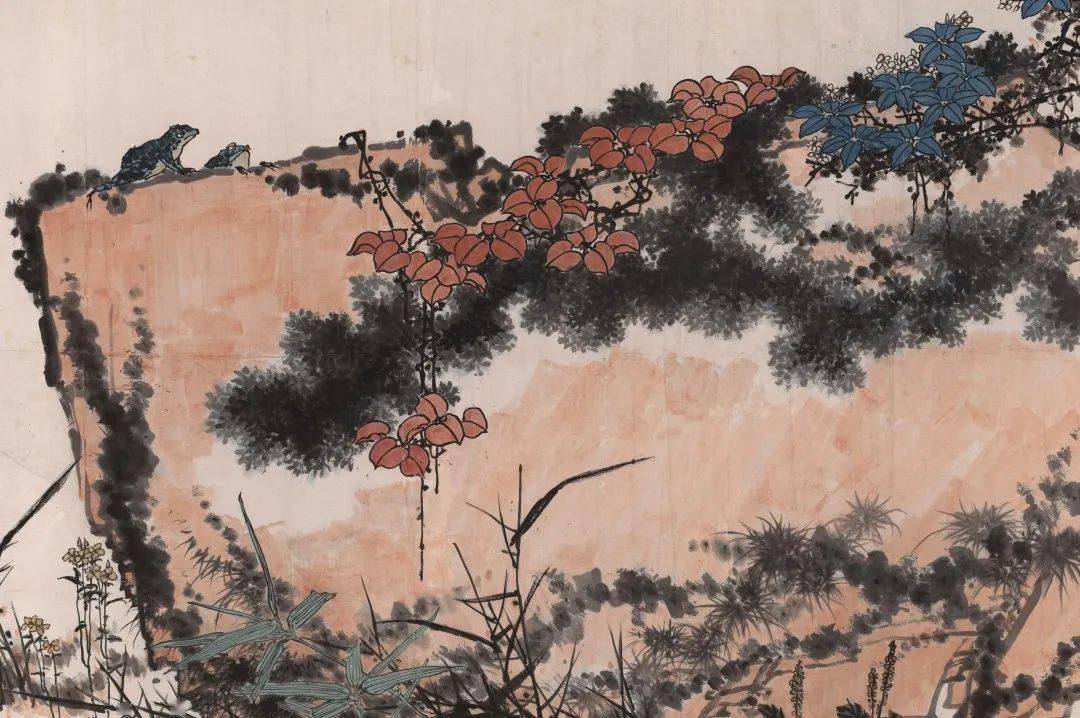 记写雁荡山花(局部)150.8×395.6cm 1962年暮色劲松图 143.