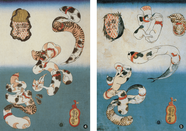 若论在浮世绘中登场最多的动物,猫是当之无愧的第一名.