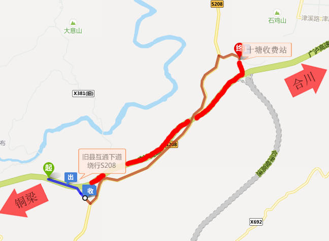 合川至十塘线路图图片