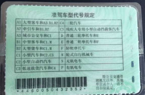 ps:驾驶证背面都有详细说明每一种类别对应的车型,大家如果不清楚的都