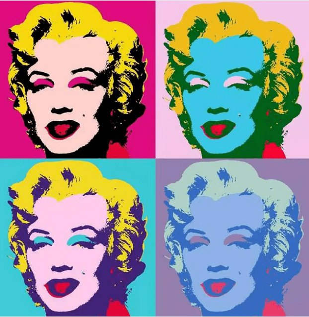 《枪击玛丽莲·梦露 蓝/红/橙/浅蓝 画家:安迪·沃霍尔 andy warhol