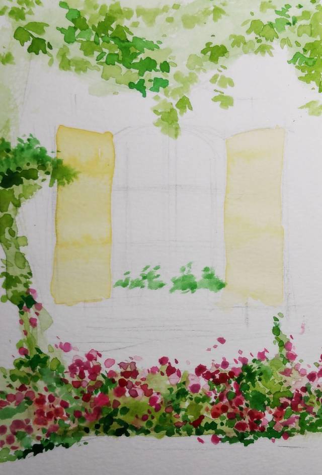 3分钟,教你画一幅窗前的水彩美景!