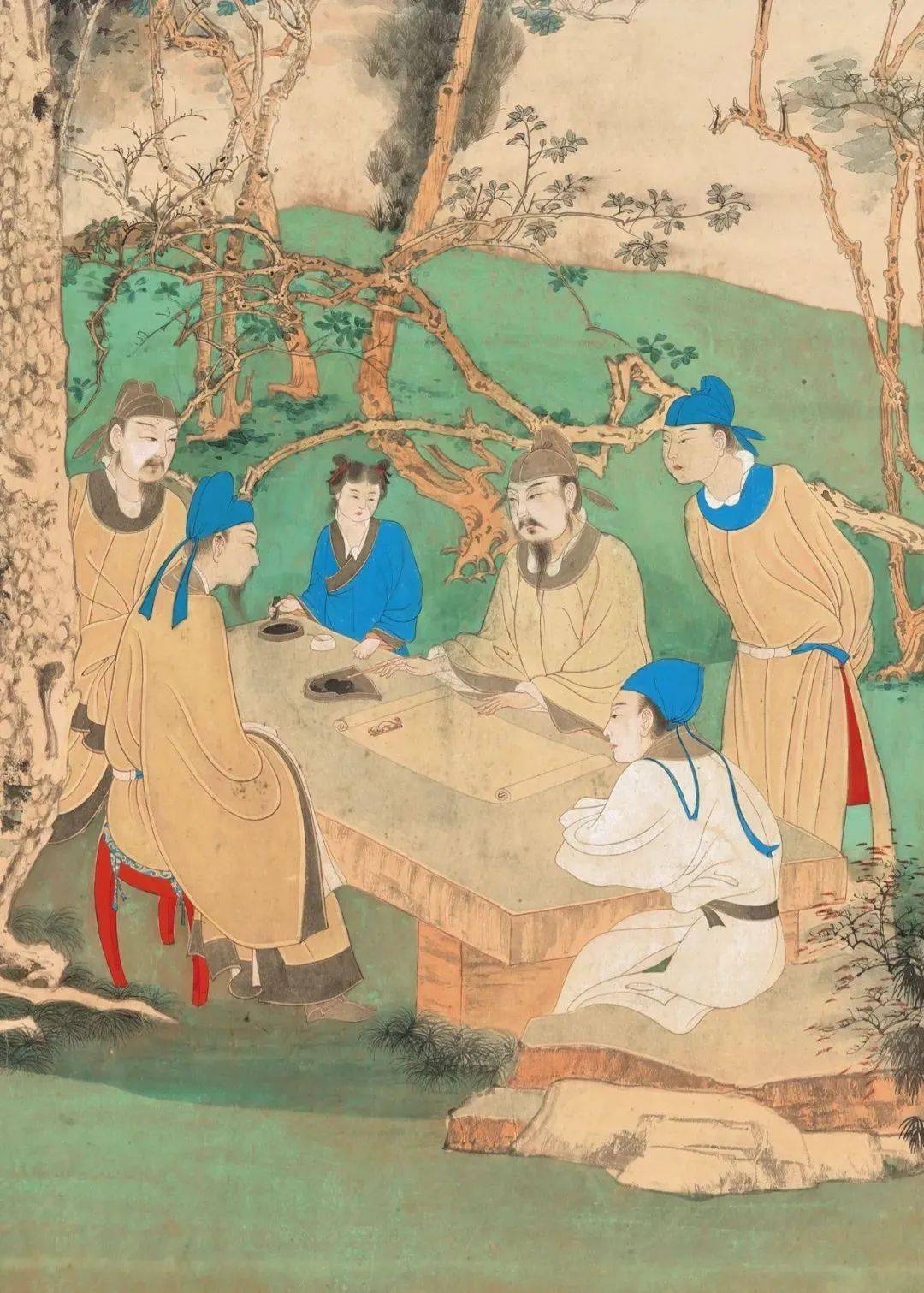 张大千《松下高仕文会图》赏析,精品人物画集萃