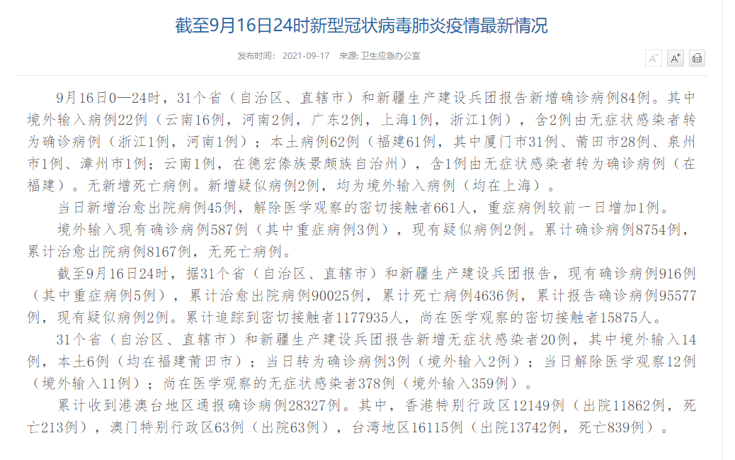 尚在|国家卫健委：昨日新增本土病例62例，福建61例，云南1例