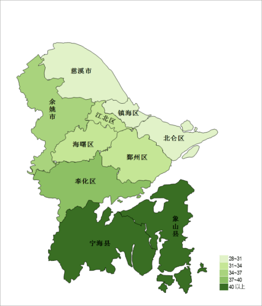 宁波各区划分地图图片