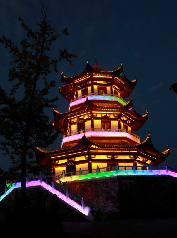 中秋赏月夜景如画奎星楼旧貌换新颜庐江人夜晚打卡又多了好去处