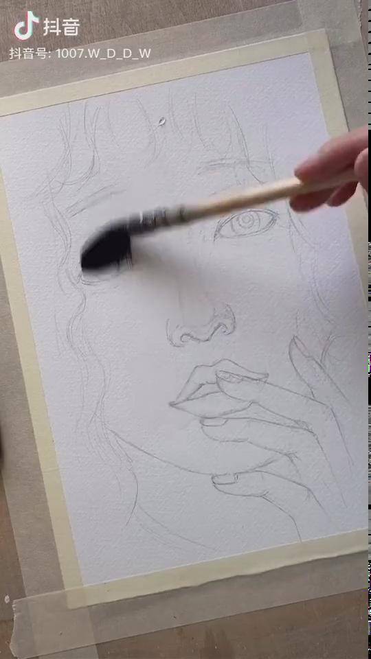 今天画的女孩眼神有些楚楚可怜06水彩人物