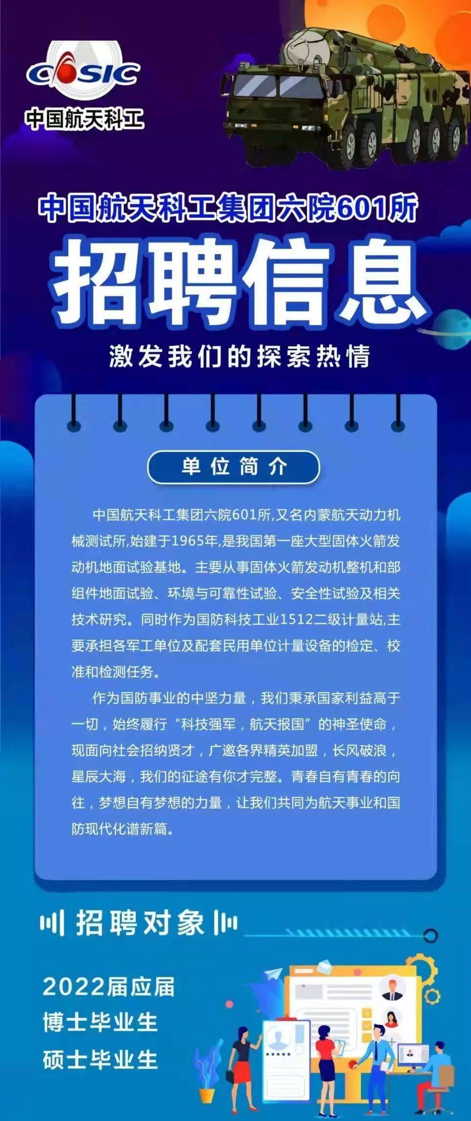 航天科工招聘_中国航天科工集团六院601所招聘