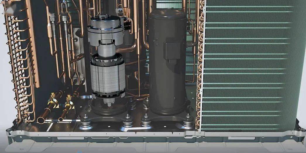 作为空调部件中核心的部分,压缩机安装在室外机中,一般为黑色圆柱体的