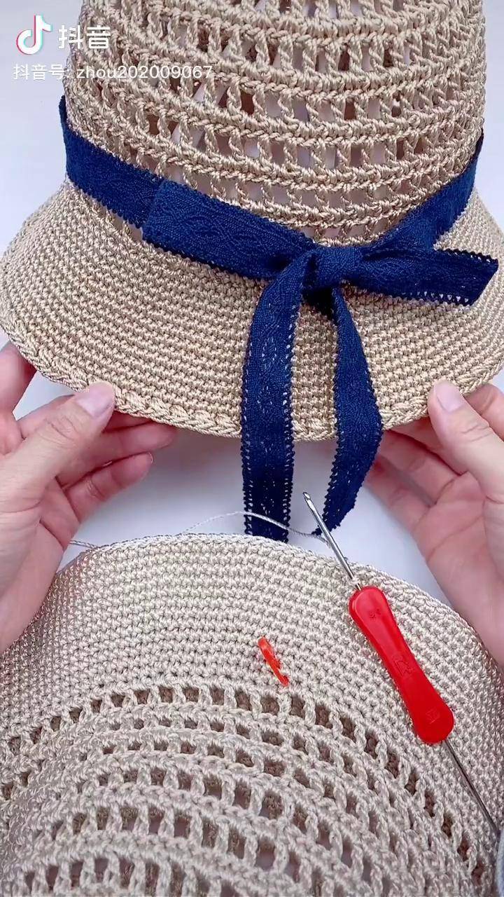 夏凉帽的帽沿编织方法图片