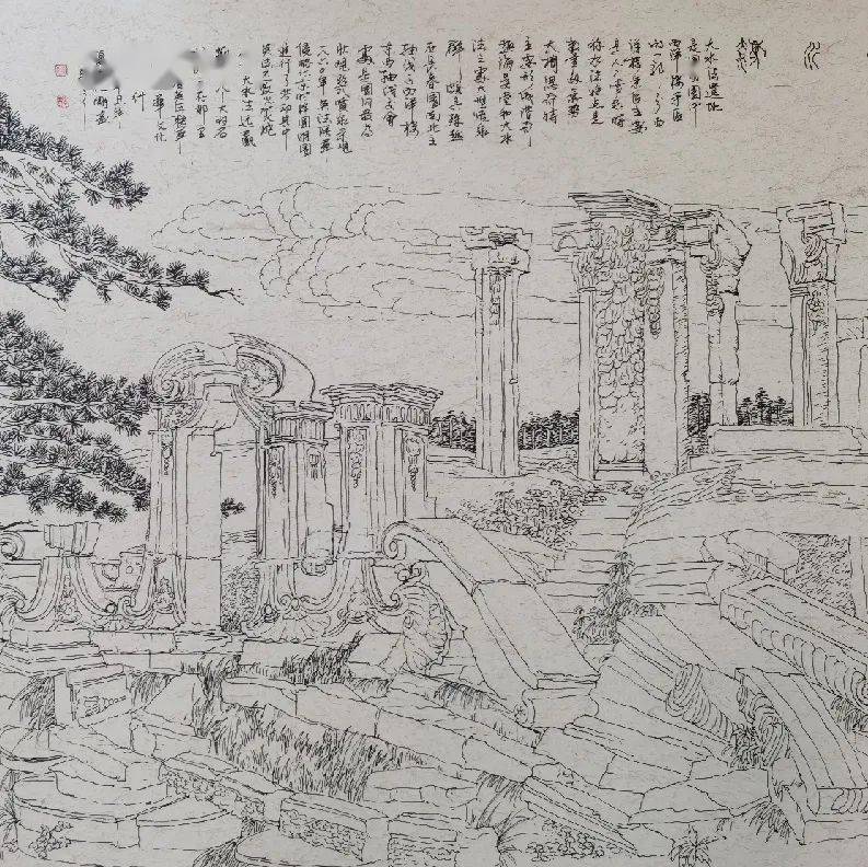 2021 高远胜利风 规格:68x136cm2021 大水法 规格:45x65cm2021 颐和园