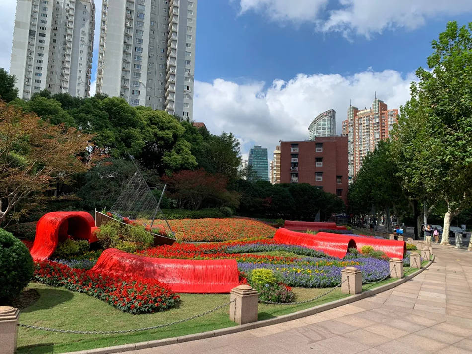 陆家嘴用花拼出"1921",迎接国庆上海街头花卉焕然一新_绿化